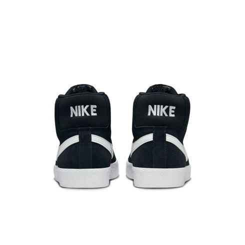 Blazer Mid Black/White colorway pair back view