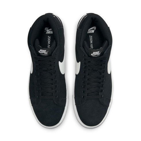 Blazer Mid Black/White colorway pair top view