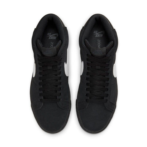 Blazer Mid Black/White colorway pair top view