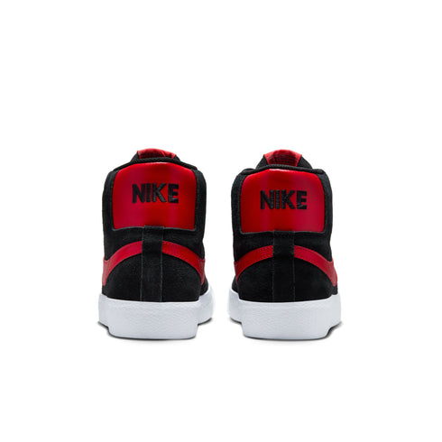 Blazer Mid Black/University Red colorway pair back view