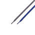 Two pairs of shoelaces, one gray and one blue, on a white background.