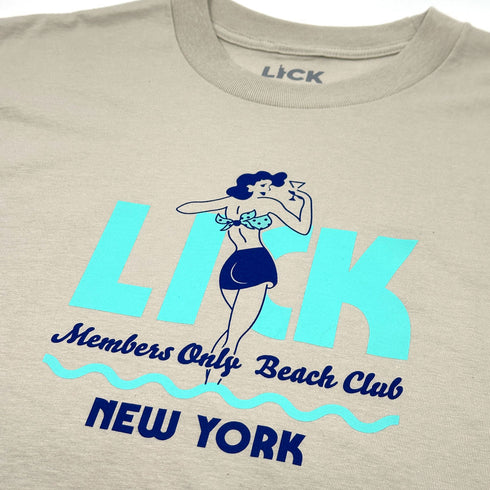 beach club graphic t-shirt detail sand