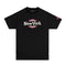 Black t-shirt with 'New York' text and pink graphics on a white background