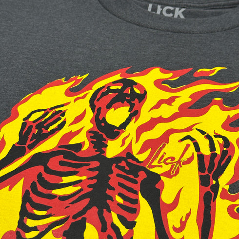 down in flames graphic t-shirt charcoal heather detail