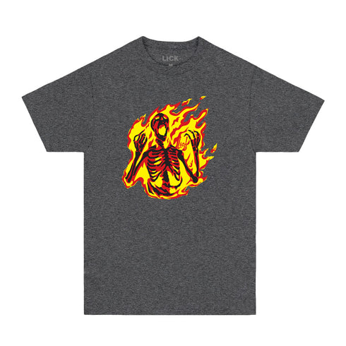 down in flames graphic t-shirt charcoal heather