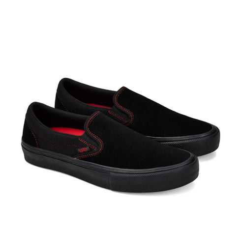 vans skate slip-on sneaker black/red