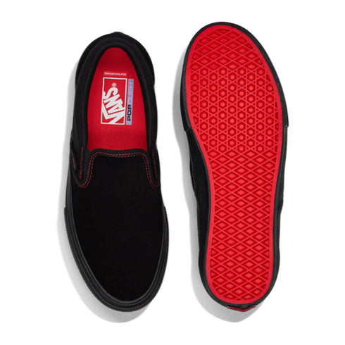 vans skate slip-on sneaker black/red