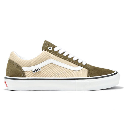 Skate Old Skool sneaker Dark Olive/White colorway right side