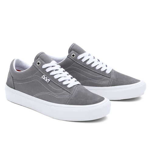 Skate Old Skool Pewter/True White colorway pair angle view
