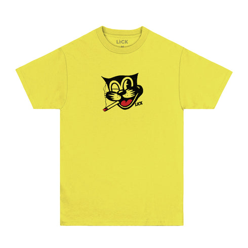 lucky smokes graphic t-shirt yellow