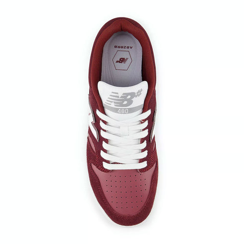 new balance numeric 480 burgundy/white sneaker