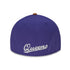 Purple baseball cap with Queens script on back on a white background